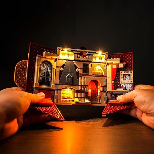 Miniatura 9 de Luz LED para Lego Gryffindor House Banner 76409, Hogwarts Castle 3D sala pared juego de iluminación creativa regalo compatible con Lego 76409 juego