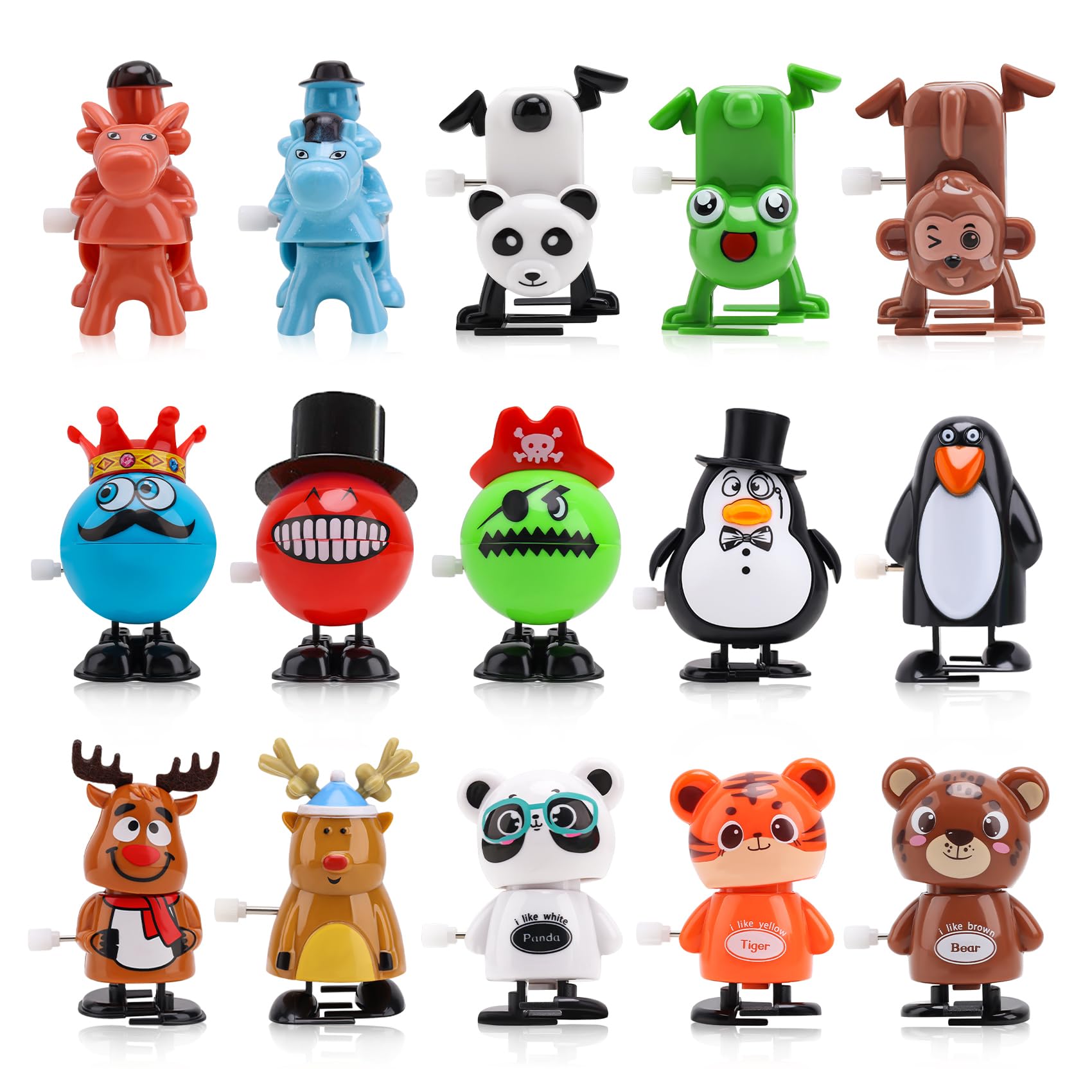 EEOCWF 15pcs Wind Up Toys for Kids, Assorted Animals Walking Jumping Clockwork Toys, Classroom Gifts Kids Birthday Party Favors Goody Bag Filler for Easter