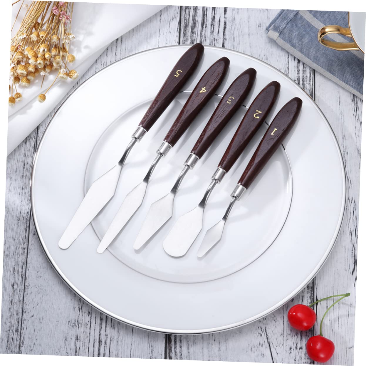 AUTSUPPL Artists Palette Knife 5 Pcs Stainless Steel Spatula Large Paint Knife Palette Scraper Mixed Sizes Random Color