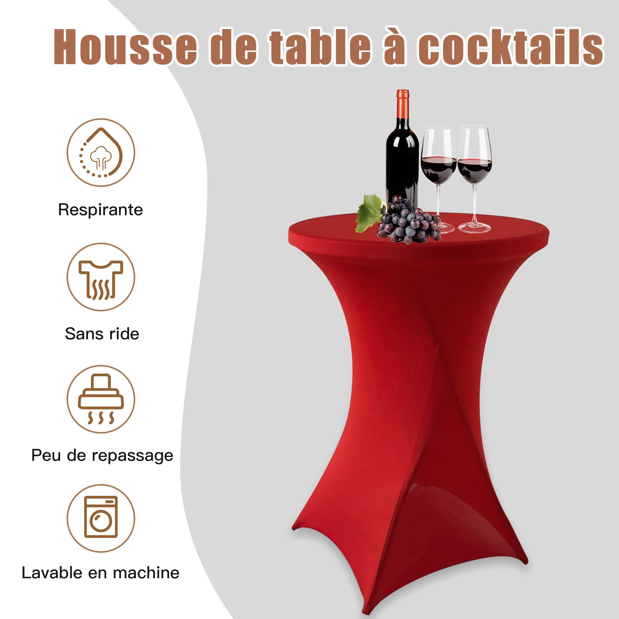 SUKAIKEQA Tovaglie elastiche stretch • Vari colori/dimensioni • Design moderno e minimalista • Facili da installare • Perfette per bar, tavoli rotondi, matrimoni, feste • Atmosfera elegante