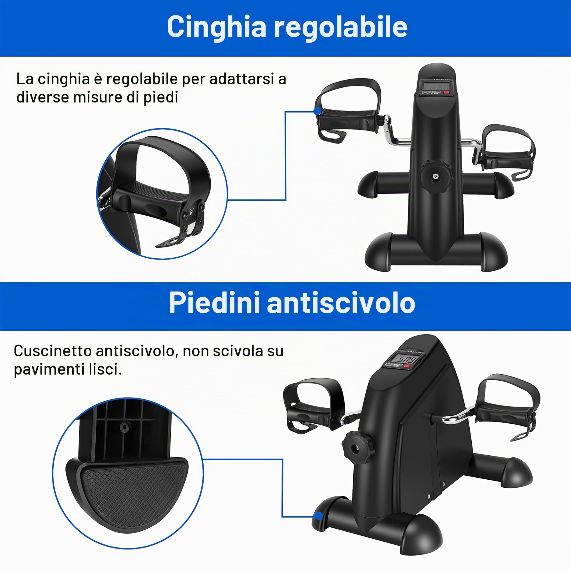 Mini cyclette a pedale per gambe e braccia, a bassa resistenza e bassa intensità, portatile