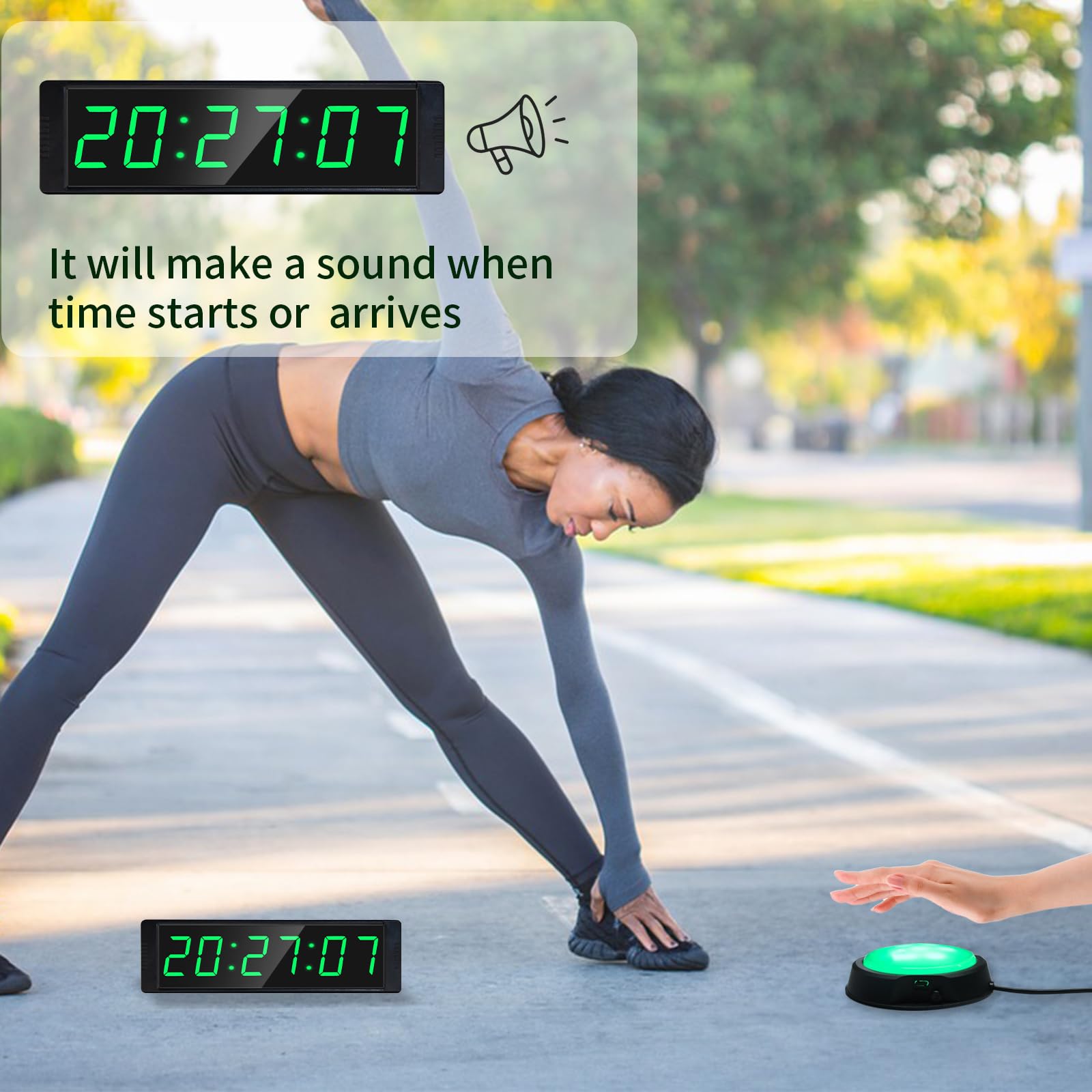 YZ Orologio da palestra per casa e palestra, timer fitness con pulsante Start/Stop, timer a intervalli per allenamento, cronometro/conto alla rovescia con telecomando, orologio da parete digitale