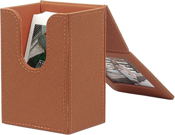 2 x 3 Mini Photo Storage Box for Polaroid Fujifilm Instax Mini 13 12 11 9 8 EVO Instant Film, Picture Frame and Containers, PU Leather. (Brown)