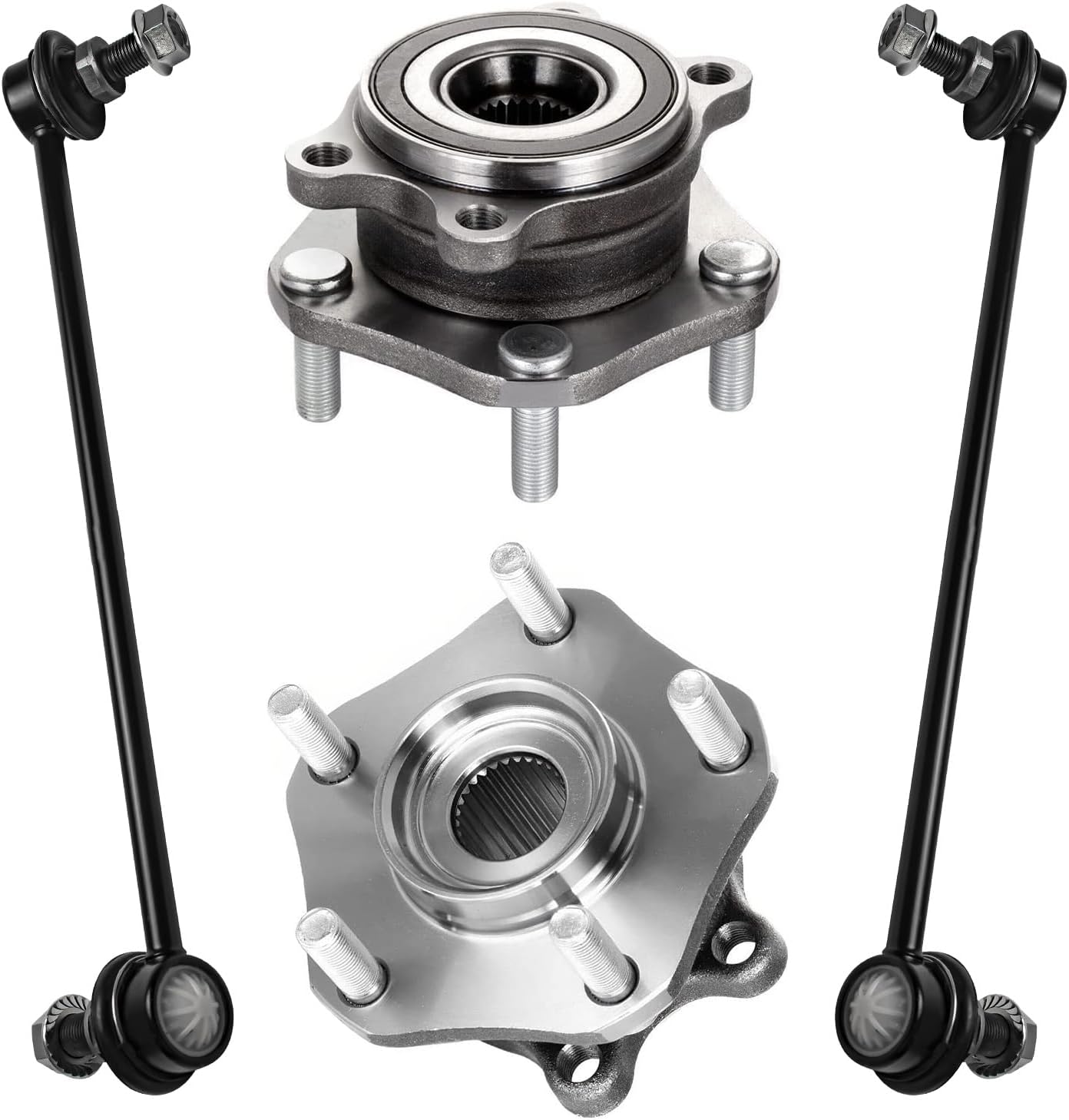 Detroit Axle - Front Wheel Bearing Hubs Kit for 2014-2020 Nissan Rogue 2017-2018 Qashqai 2017-2022 Rogue Sport, 2 Wheel Bearing Hubs Assembly 2 Sway Bars Replacement