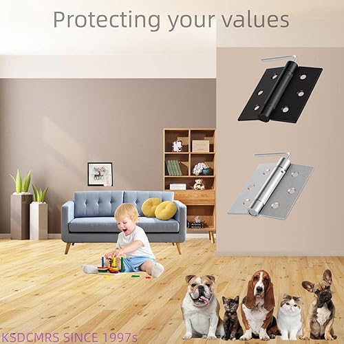 Miniatura 6 de Bisagras de acero inoxidable de cierre automático de 3.5 pulgadas, 3-12 pulgadas x 3 12 pulgadas, con resorte resistente, ajustable automáticamente