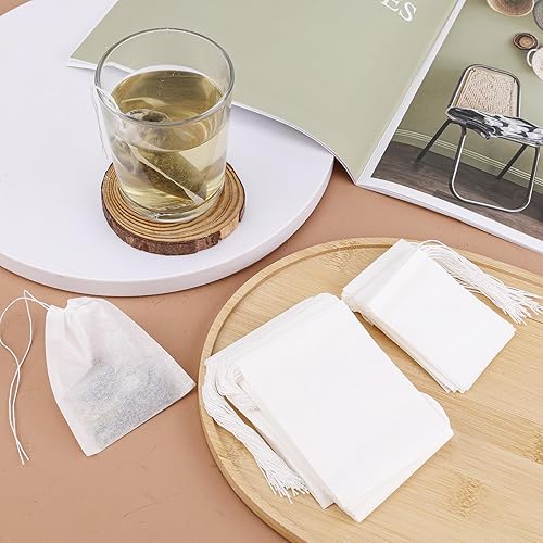 Miniatura 6 de 200 bolsas de té desechables para té de hojas sueltas, bolsas de filtro de té reutilizables, bolsas vacías no reutilizables con cordón, bolsas de té