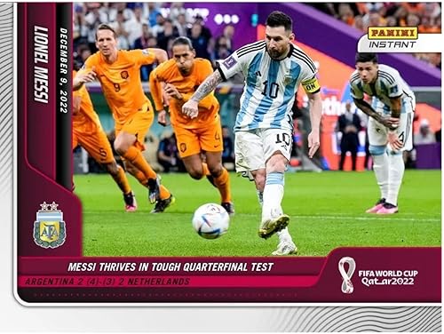 2022 Panini Instant World Cup Lionel Messi #101- Messi Thrives in Tough Quarterfinal Test -12/9/22 -Soccer Trading Card- Argentina - Print Run of