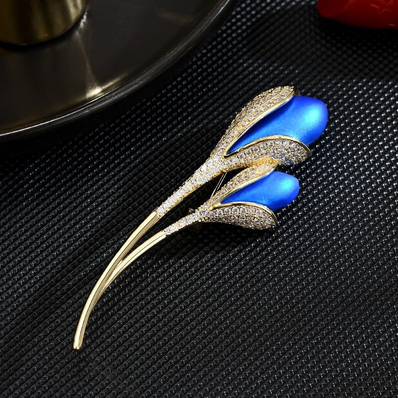 Image of Rhinestone Flower Brooch Austrian Crystal Flower Pin 18k Gold Plated Floral Brooch Lapel Pin Jewelry Mother's Day Birthday Gifts for Mom Wife