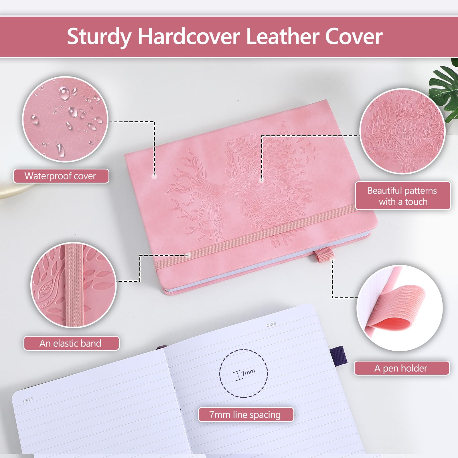 Diario Forrado: 365 Páginas A4, Cuaderno Grande De Piel De Tapa Dura Para Mujeres Y Hombres, Escritura Diaria Para El Trabajo, Toma De Notas, Papel Grueso De 100 G/m² (8.5 X 11