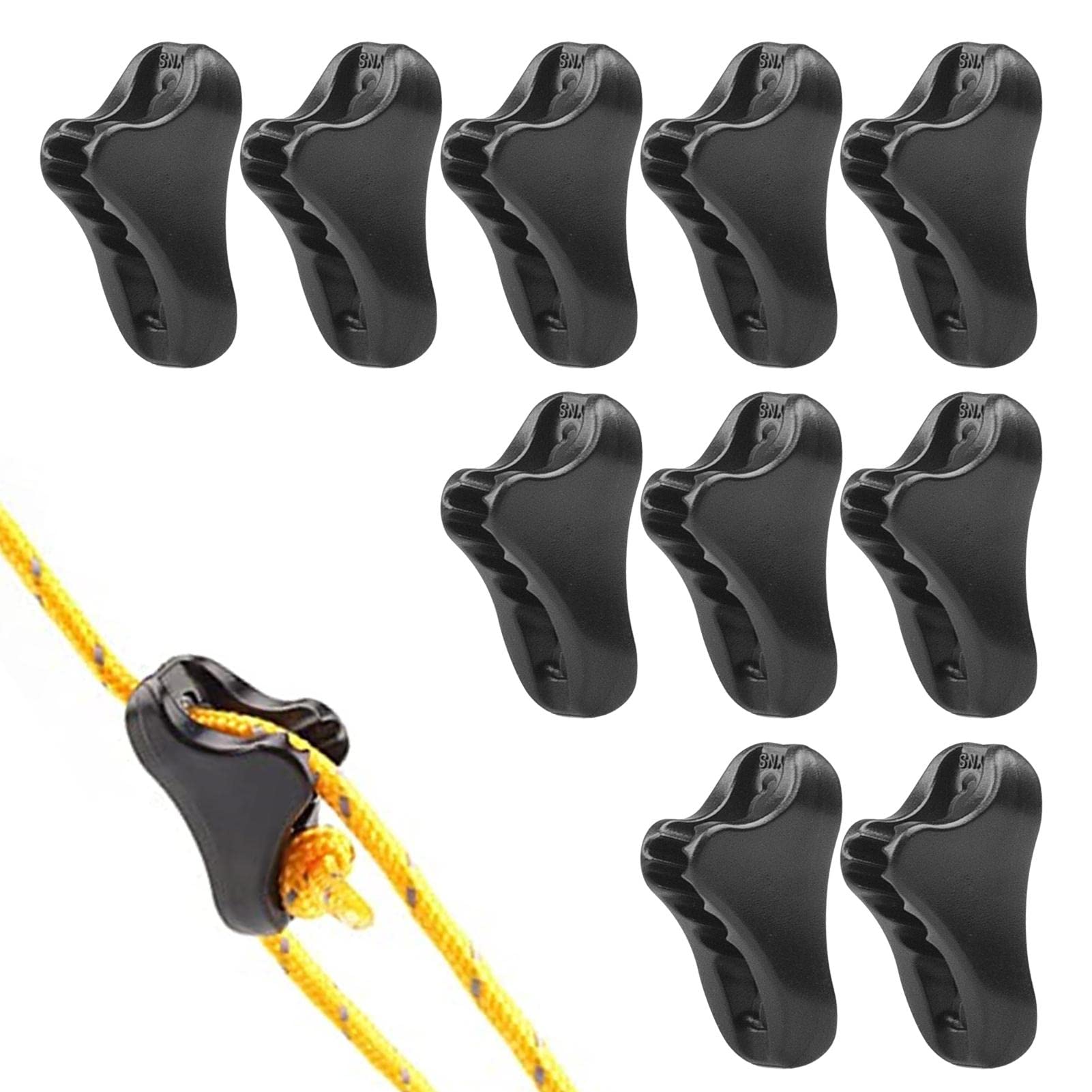 Krujecnt10 Rope Tensioner Cord Adjuster, Triangle Tent Rope Fastener, Tent Guyline Cord Rope Adjuster, Guyline Tensioners With Anti-slip Clip Design Rope Buckle For Camping