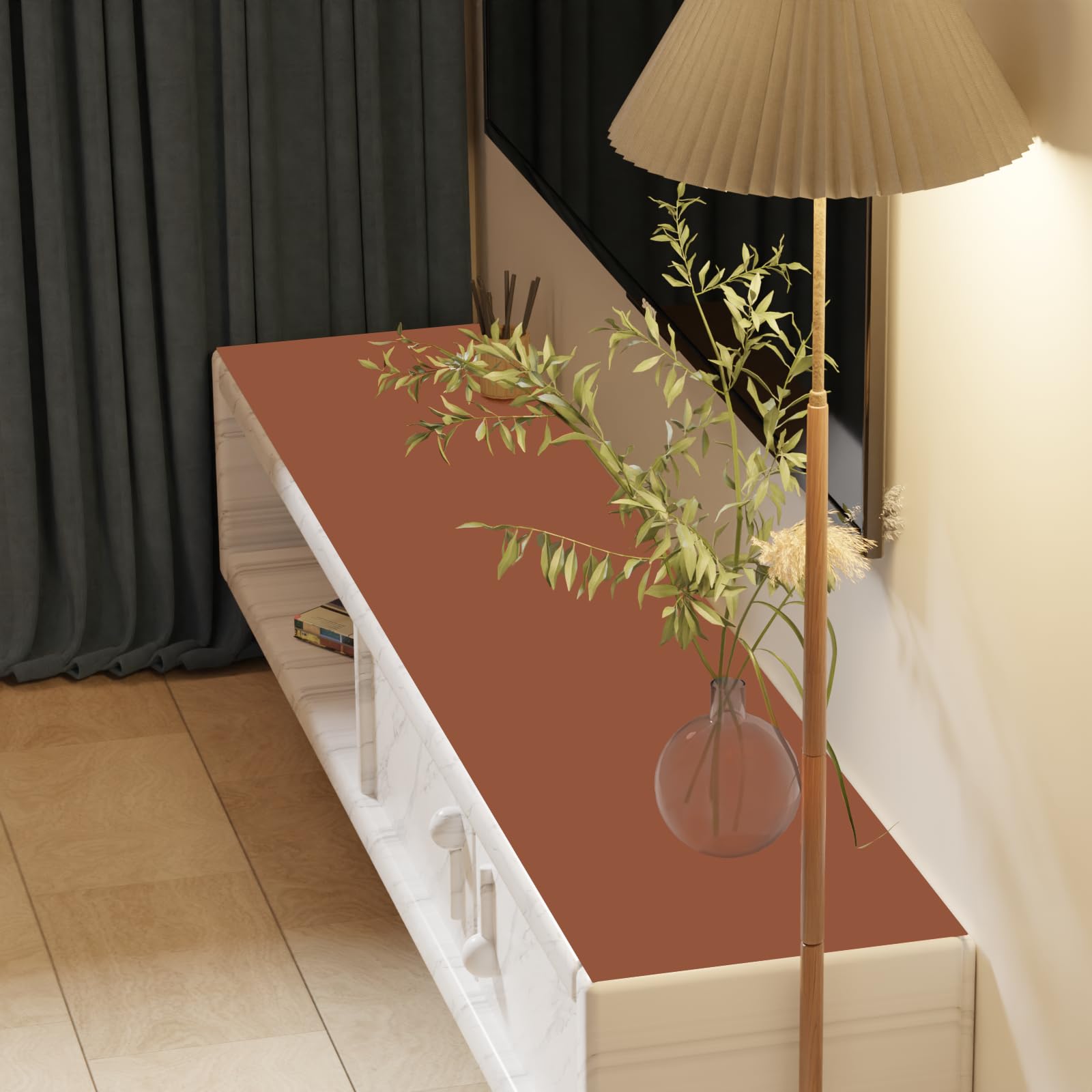 Dresser Runners for Bedroom - 17x60 Inch Waterproof Easy to Clean Can Conceal Flaws Protector The Table Top from Scratches Used for Coffee Table Dresser(Brown+Gray 17x60)