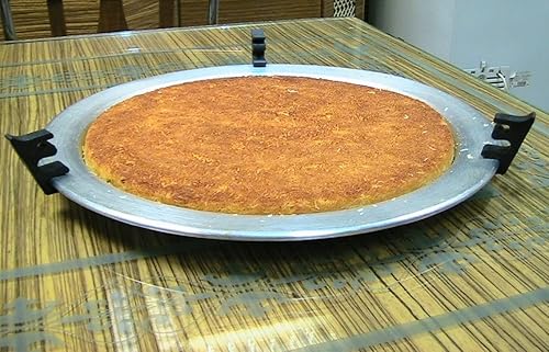 Miniatura 2 de DLK - 18 pulgadas XXL - Bandeja Kunefe de aluminio grande, juego de platos Kunafa, sartén Kunefe para dulce, Kunafeh o Kadaifi, plata
