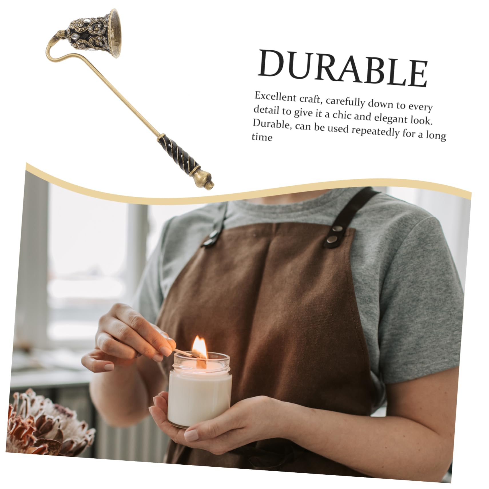 SOLUSTRE Rhinestone Flower Candle Snuffer Elegant Extinguisher Tool for Deep Jars Decorative Accessory for Home Present for Candle Lovers Safe Convenient Use