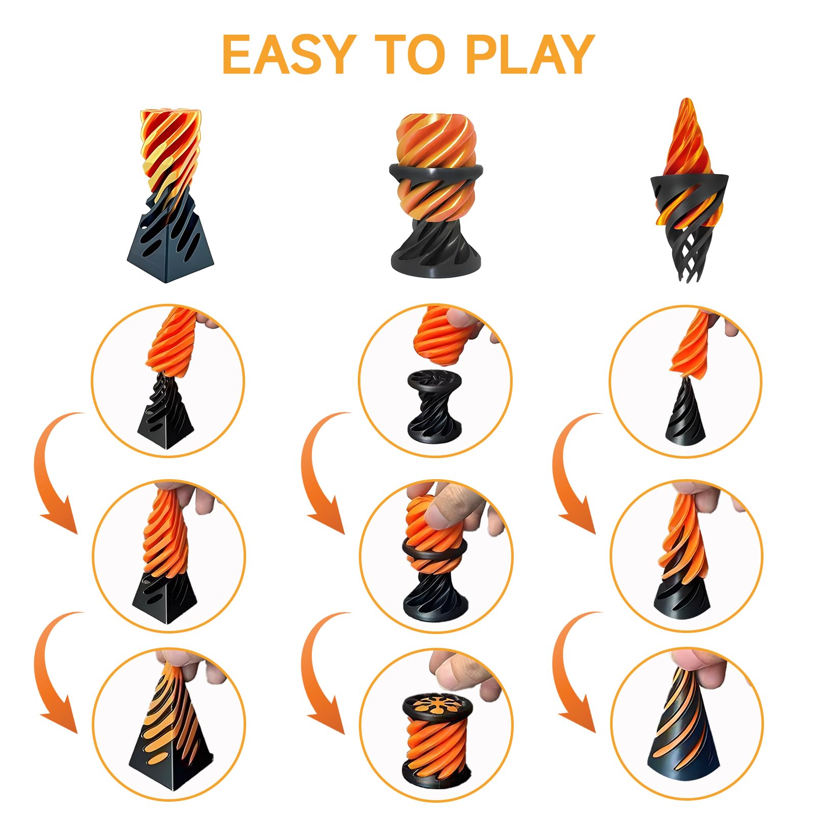 Cone Fidget Toy for Kids 3 Pcs Impossible 3D Printed Spiral Cone Fidget Toy Mini Stress Relief Sensory Toys Impossible Pyramid Passthrough Sculpture Cool Stuff Desktop Decor Gift for Kids Adults - Image 4