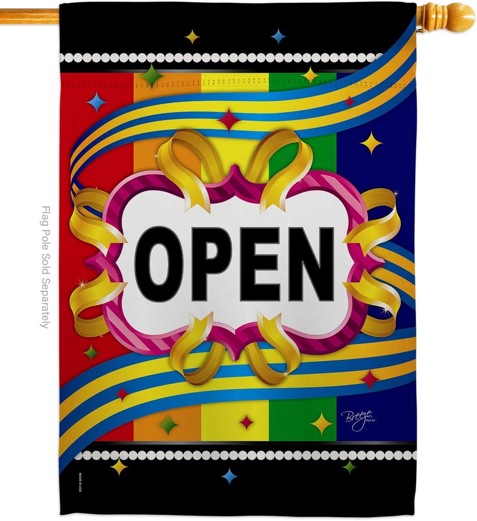 Breeze Decor H120005 Open Special Occasion Merchant Impressions Decorative Vertical House Flag 28" x 40" Printed In USA Multi-Color