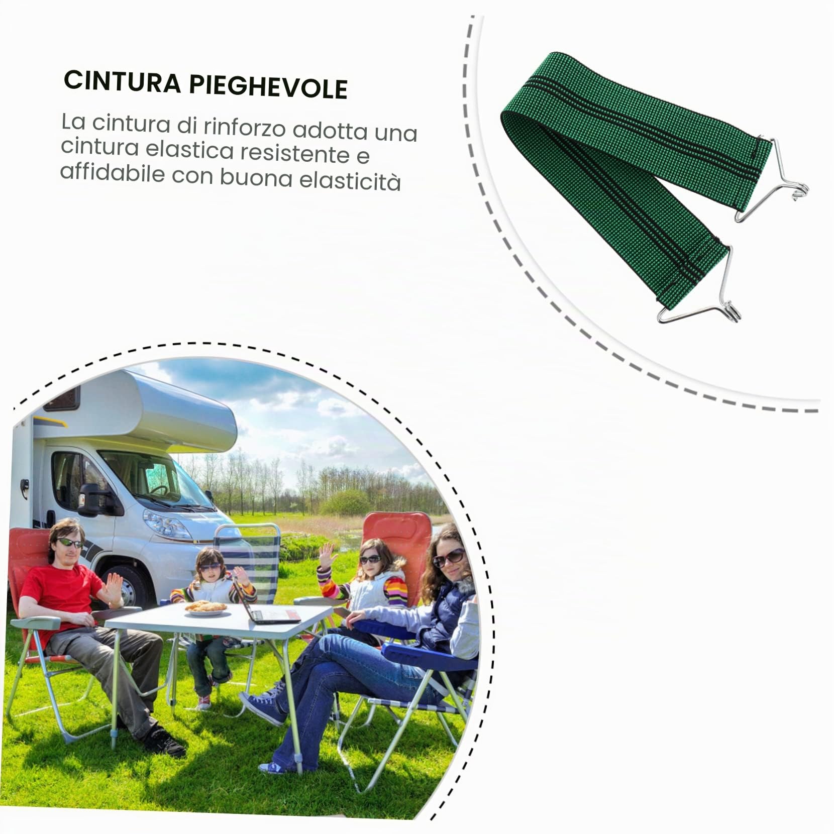 WOONEKY 10 Pezzi Corda Elastica con gancio, Telo di Ricambio Lettino Prendisole o Sdraio per Mare, Reclinabili da Cinghie Antirottura Cintura di Supporto per Sedie Pieghevoli Flessibili
