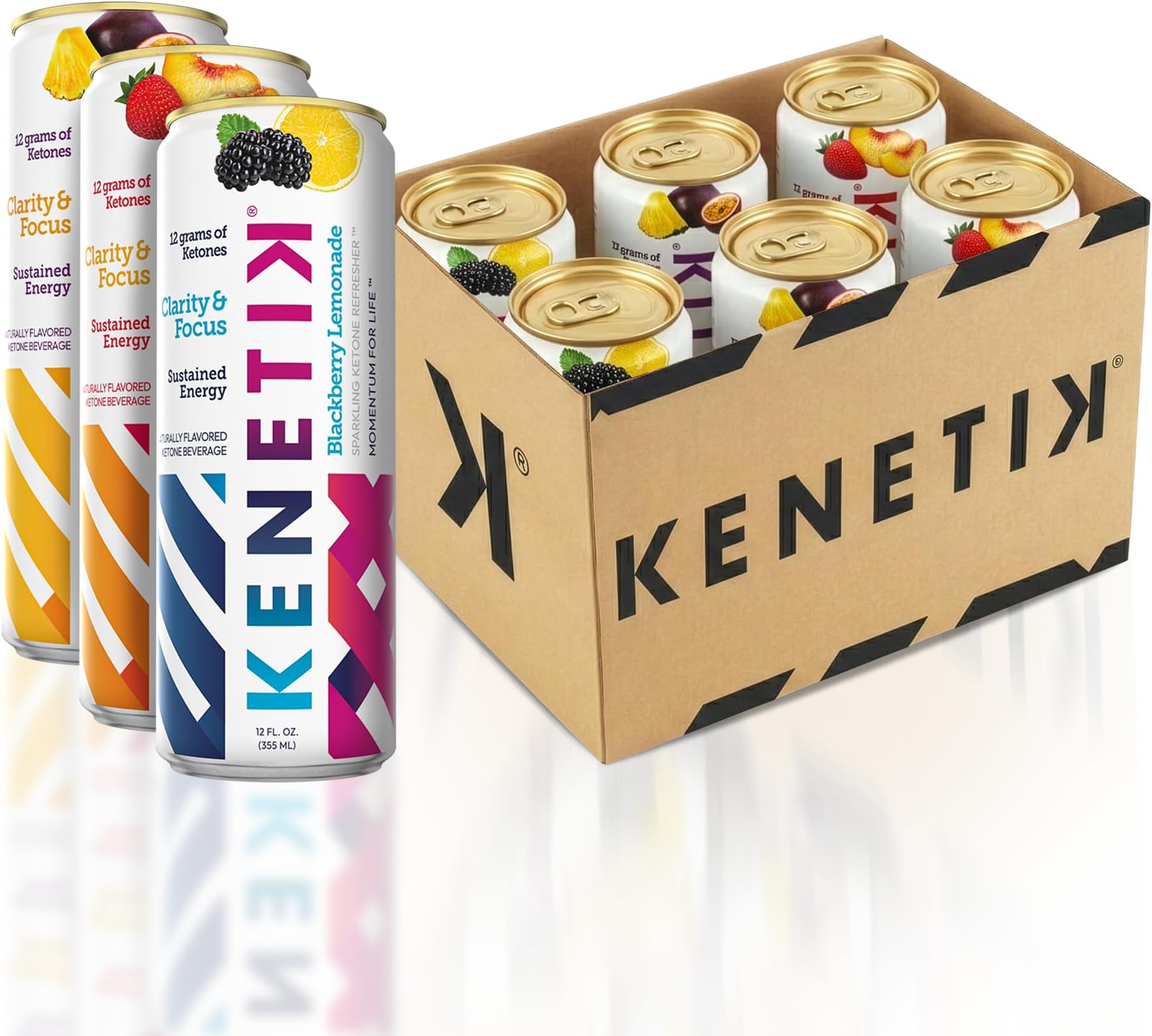 Nootropic Ketone Drink, Ketones for Energy & Focus, Caffeine & Sugar Free, High Performance D-BHB Ketone Mix, Fuel w/Zero Crash or Jitters, Ready to Drink - Variety 6 Pk