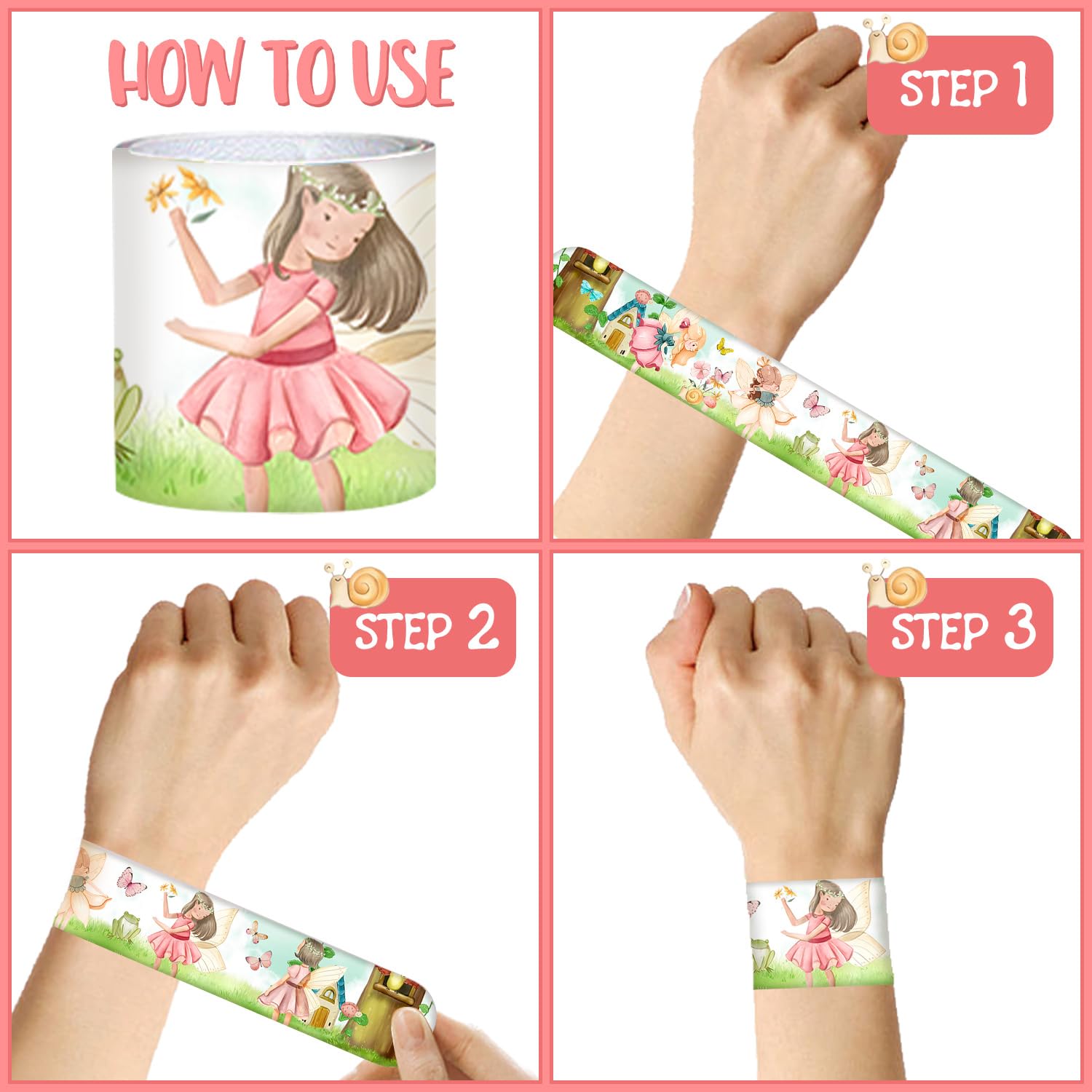Slap Bracelets Temporary Tattoos Set 48PC Fairy Party Favors - 24 Slap  Bracelets \u0026 24 Temporary Tattoos For Kids Birthday Parties Temporary Fairy  Tattoos, image size:1500x1500