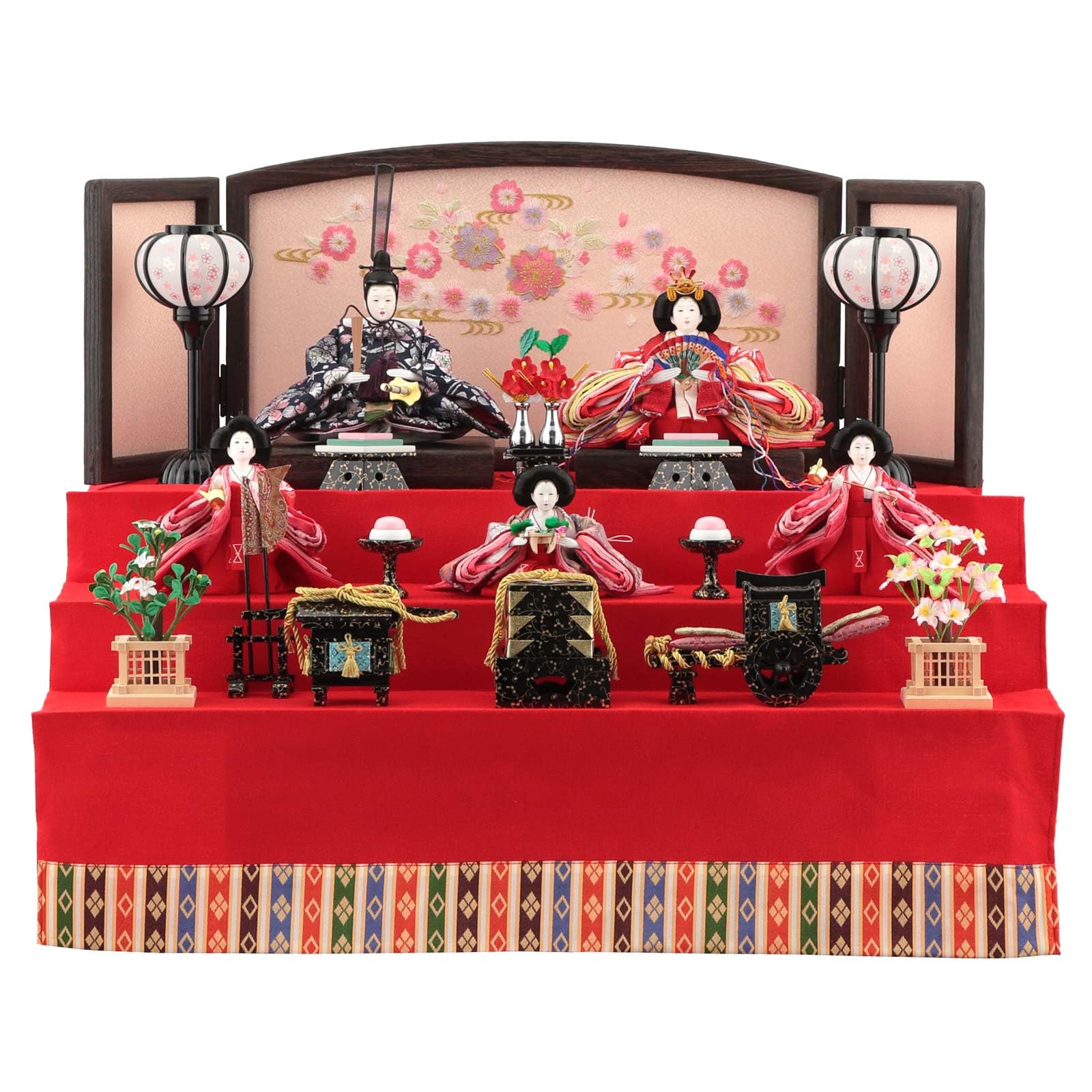 Amazon | 雛人形 ひな人形 雛 三段飾り 五人飾り 琳野作 御雛