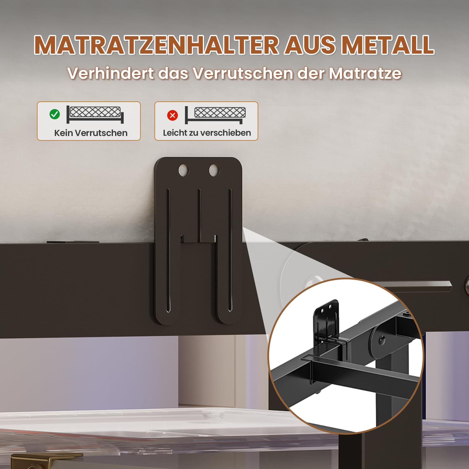 AOGLLATI Polsterbett 140x200 mit Ladestation Bett 140X200 mit LED-Beleuchtung,Bettgestell mit Lattenrost Metallbett Jugendbett mit Kopfteil aus Leinenstoff (140×200cm)