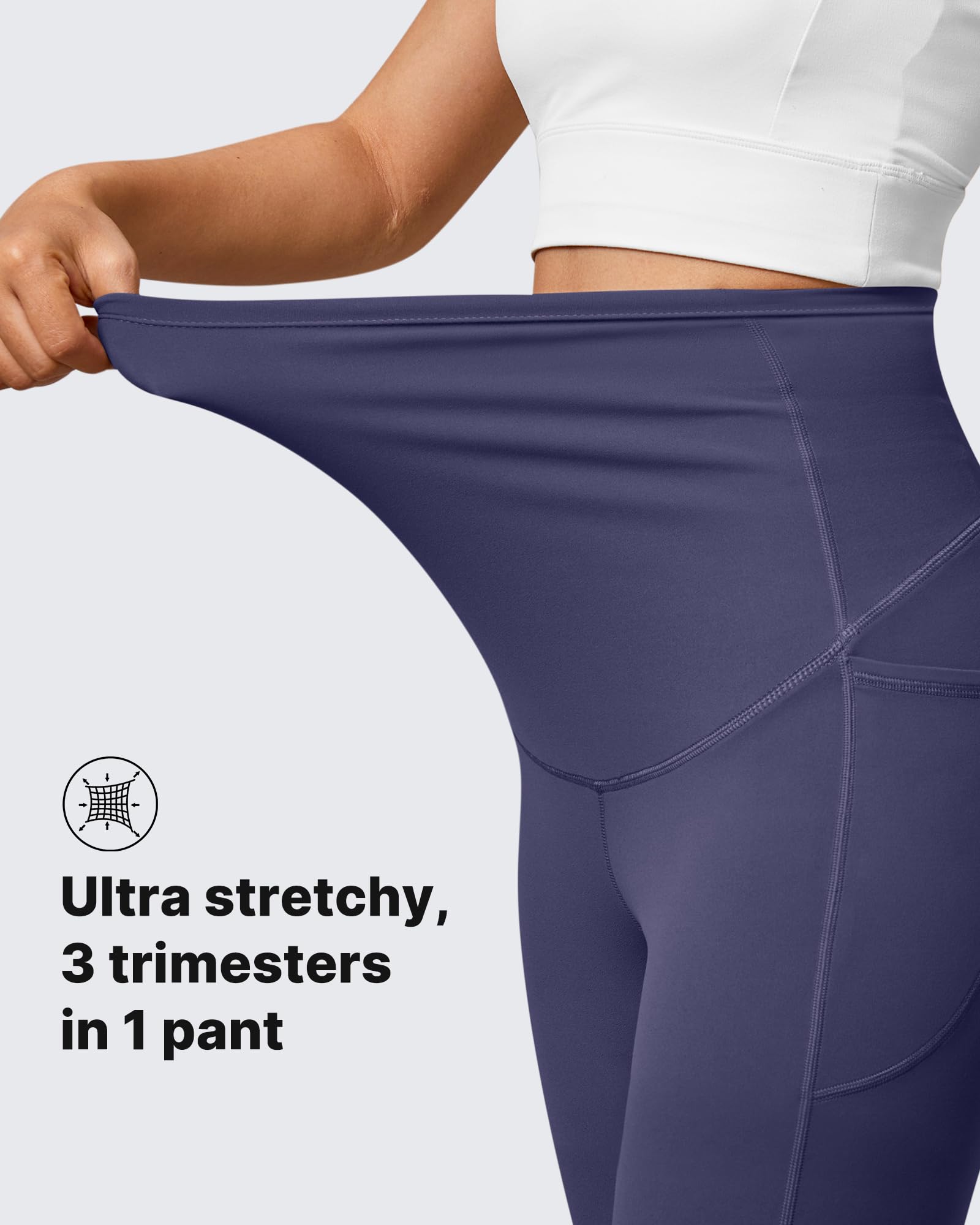 G4Free BareFeel - Leggings acampanados de maternidad para mujer | Dos prácticos bolsillos, sobre el vientre, elásticos, suaves como la mantequilla, para yoga, oficina o descanso casual