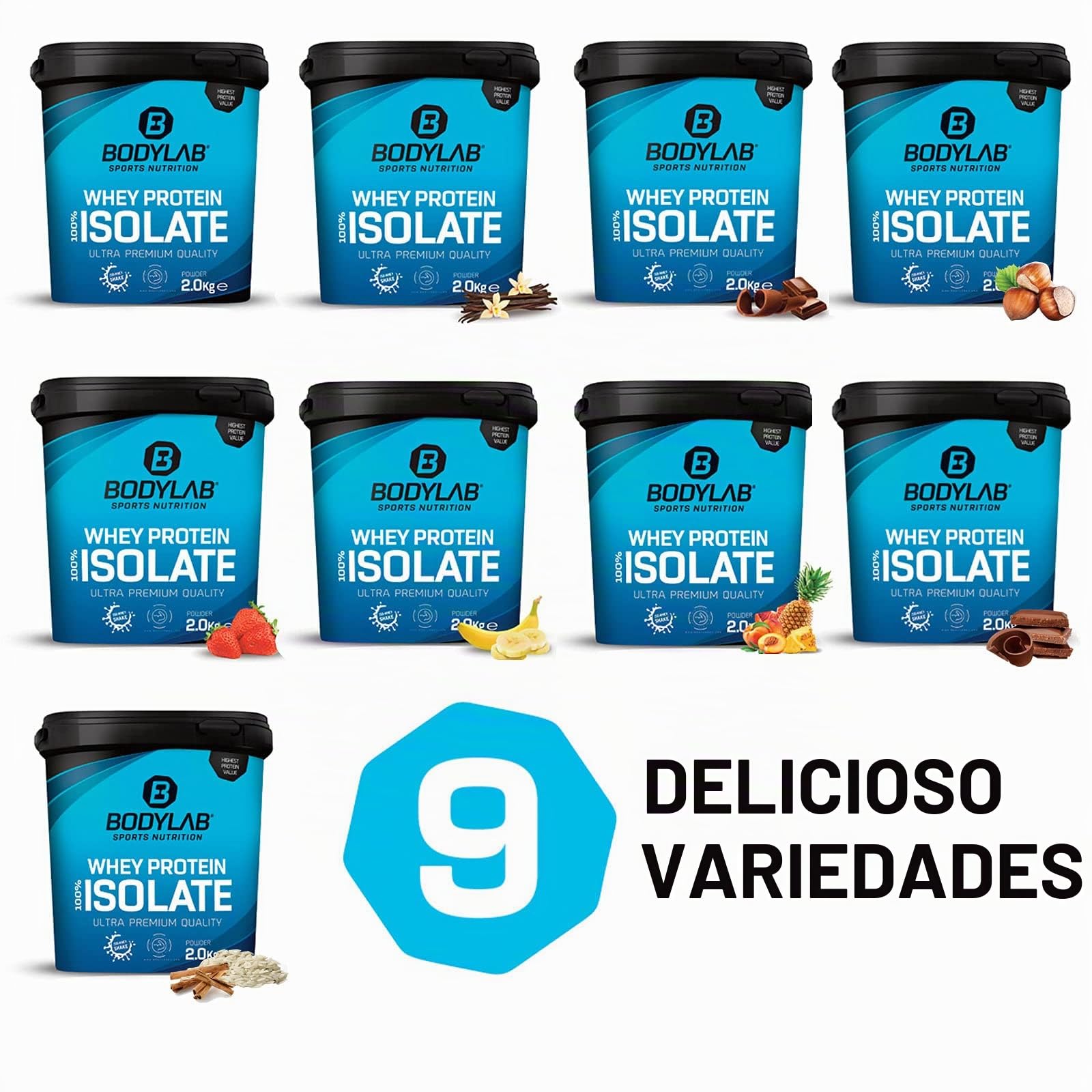 Whey Protein Isolate Neutro 2kg Bodylab24, proteína en polvo hecha de aislado de suero de leche, puede apoyar la construcción de músculo, sin aspartamo