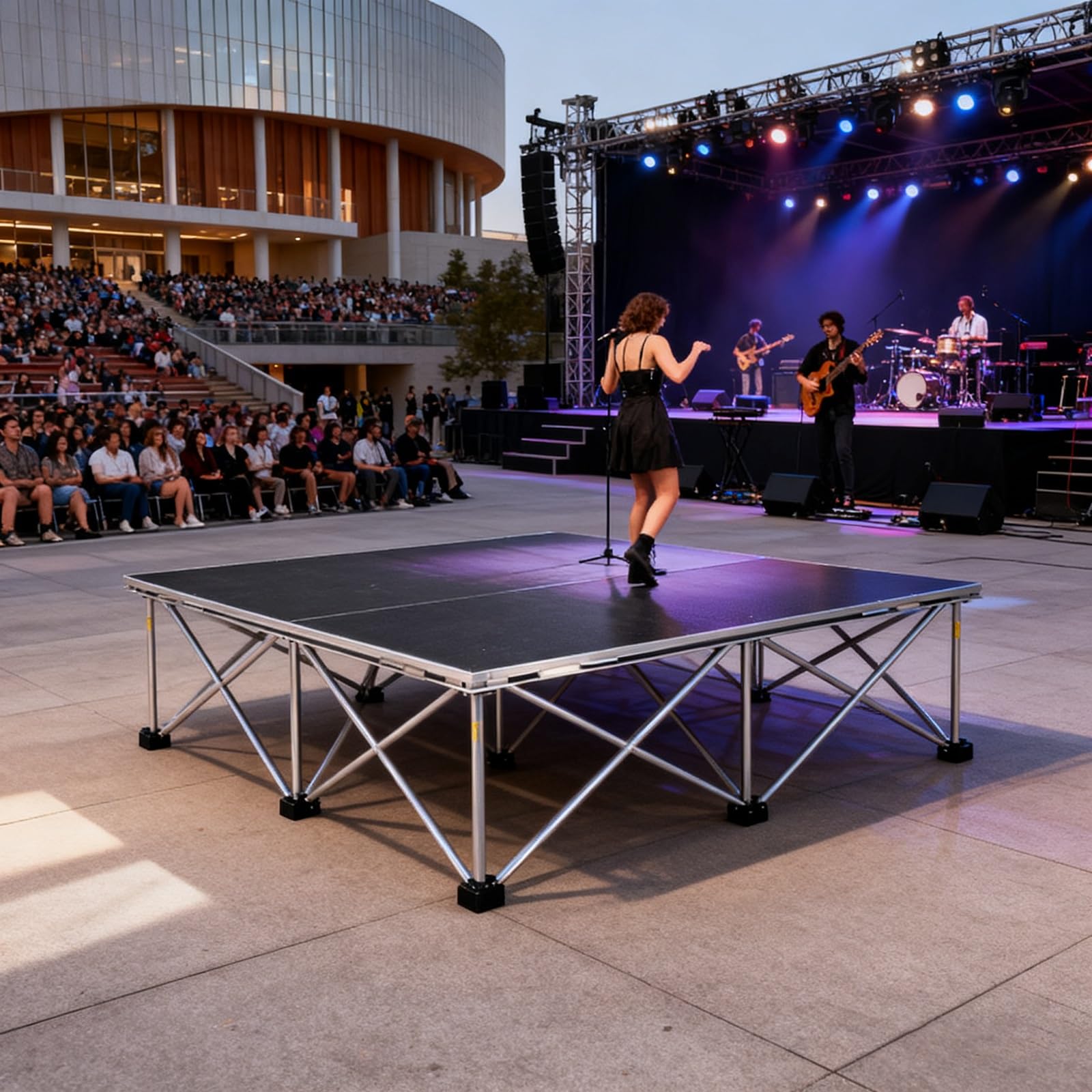 Plataforma Ligera, Plegable y portátil: Sistema Modular Antideslizante Apto para conciertos, Eventos y actuaciones; diseño de Anillo de fácil instalación, Cualquier ocasión.
