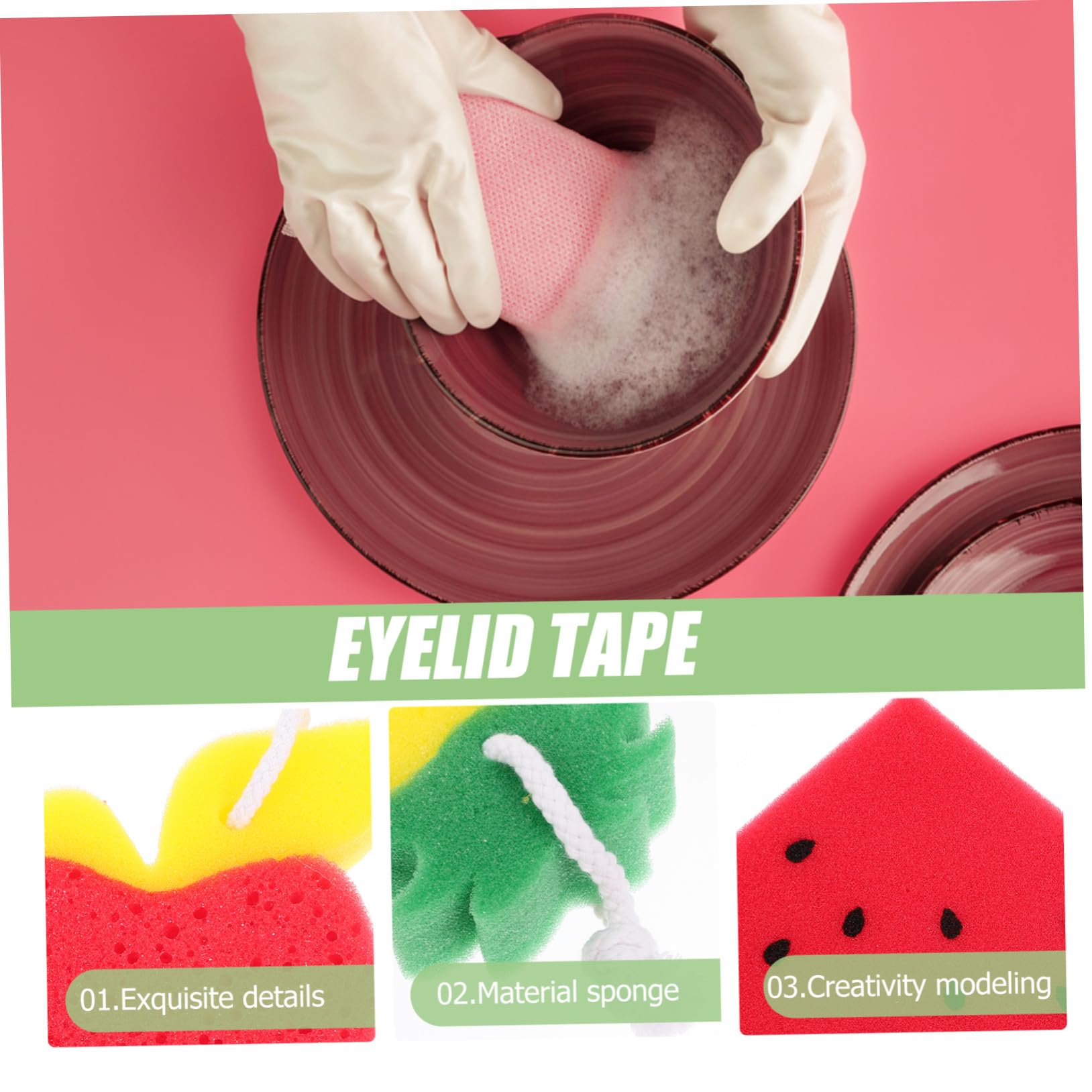 Yardenfun Éponge Cuisine de Fruit 4 Pièces, Résistante et Absorbante, Matériau Éponge Épaisse, pour Nettoyage Doux et Usage Confortable Style Aléatoire