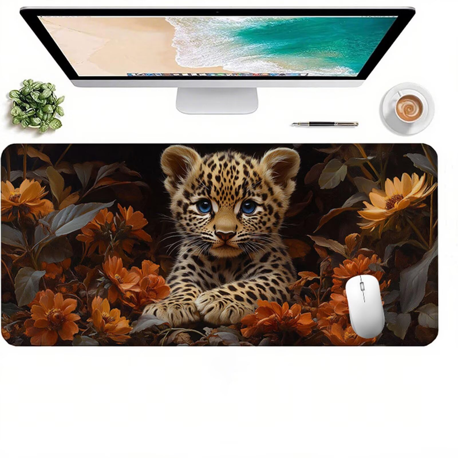 Żółta podkładka pod mysz dla graczy XXL 1400 x 600 x 3 mm, podkładka pod mysz dla zwierząt z antypoślizgową i wodoodporną gumową podstawą, gładka powierzchnia poprawia dokładność i szybkość D1-407