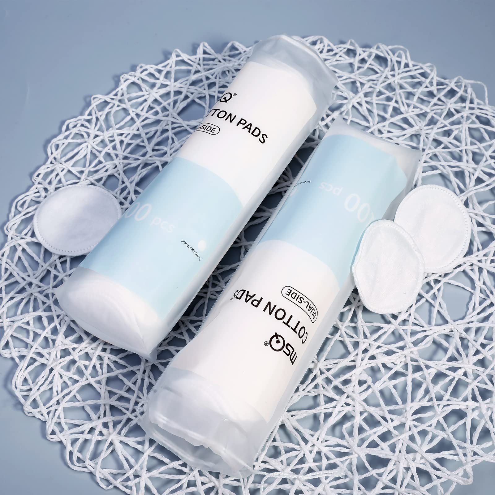 MSQ 500 almohadillas de algodón de algodón embalaje biodegradable | perfectas para el cuidado diario de la belleza de algodón hipoalergénicas