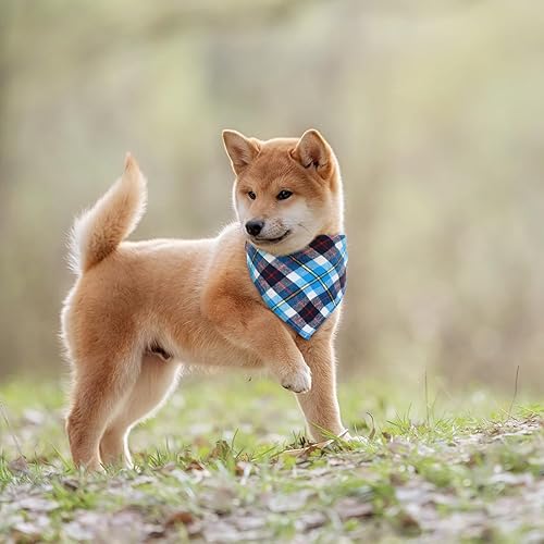 Miniatura 6 de Honoson 6 pañuelos triangulares para perro, bufanda para perro, bufanda con estampado a cuadros, baberos ajustables, lavables, juego de bandana