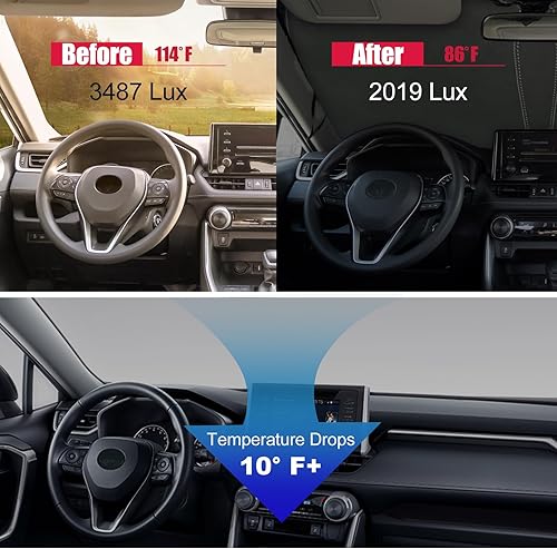 Miniatura 4 de Parasol para parabrisas para Toyota Rav4 2019-2025, ajuste personalizado, plegable, protector de visera para ventana delantera, bloquea los rayos UV