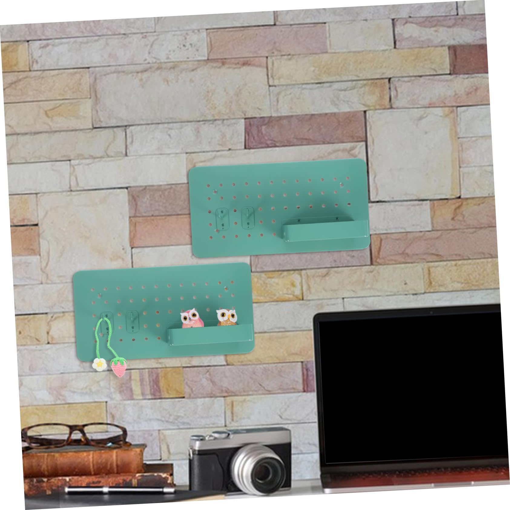 PRETYZOOM Elegant Wall Mount Storage Rack Box Metal Pegboard for Office Home Wall Organizer