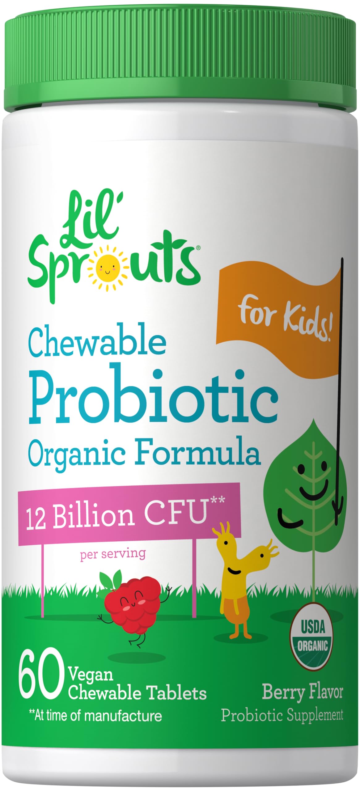 Lil' Sprouts Kids Chewable Probiotic | 12 Billion CFU | 60 Tablets