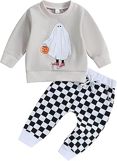 Hnyenmcko Baby Boy Halloween Outfit Long Sleeve Pumpkin Letter Sweatshirt Top Jogger Pants Sets 2Pcs Toddler Boy Fall Clothes