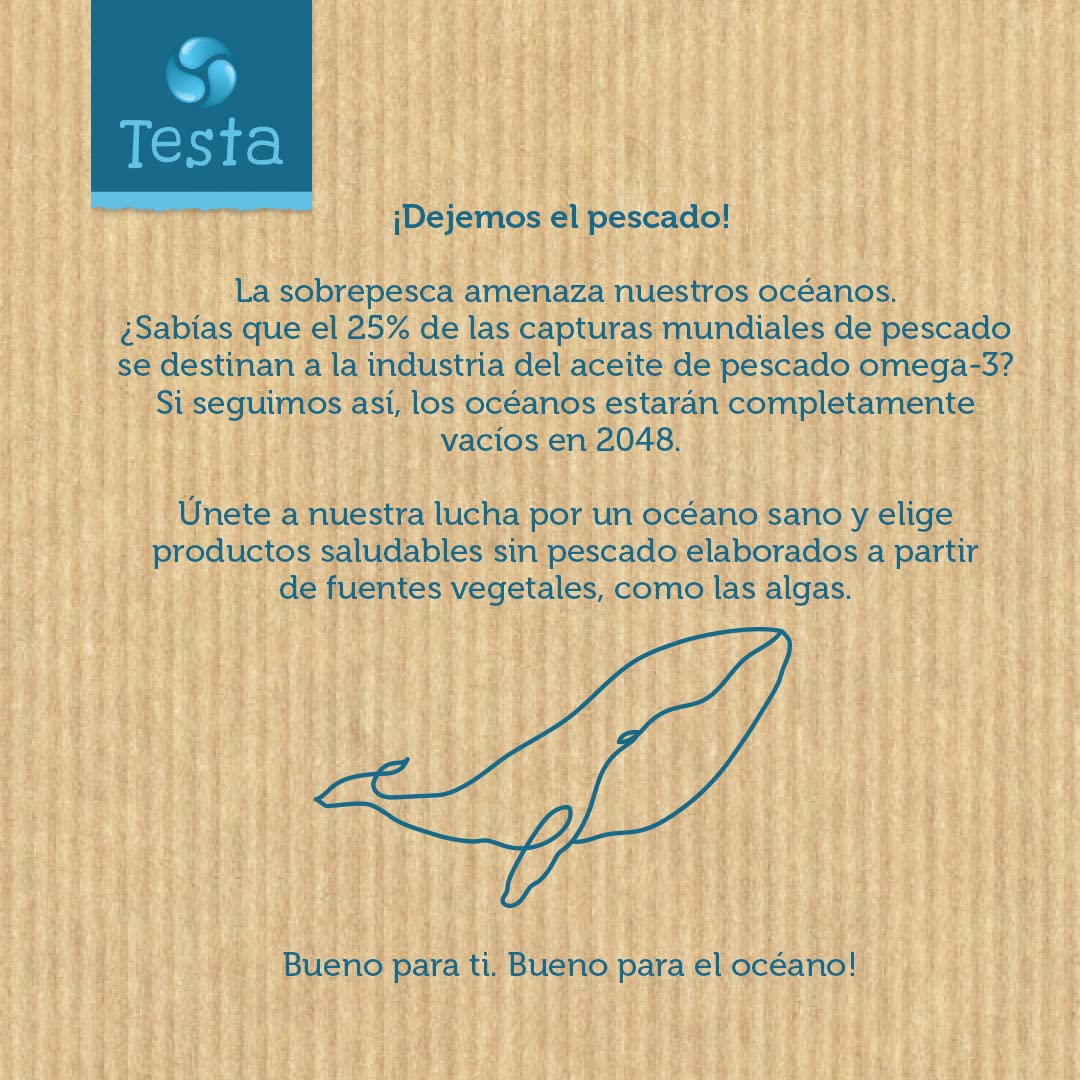 Testa Omega-3 Aceite de Algas cápsulas de 450mg Omega-3 Vegano DHA + EPA - (60 cápsulas) (Paquete de 2)