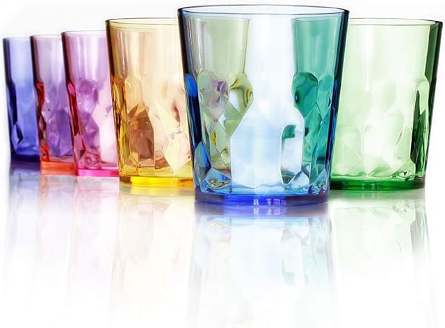 SCANDINOVIA - 400ml Unbreakable Premium Drinking Water Glasses - Set of 6 - Tritan Plastic Tumbler Cups - Perfect for Gifts - BPA Free - Dishwasher Safe - Stackable - Reusable - Wine - Adults