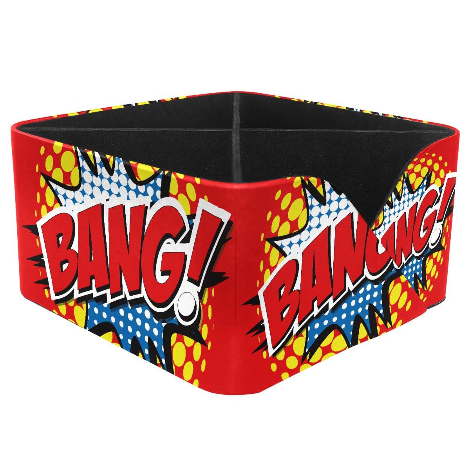 KengjuTesu BANG! Comic Word Desktop Organizer Pen Holder, Rectangular Pencil Cup for Office, Study and Makeup Stations