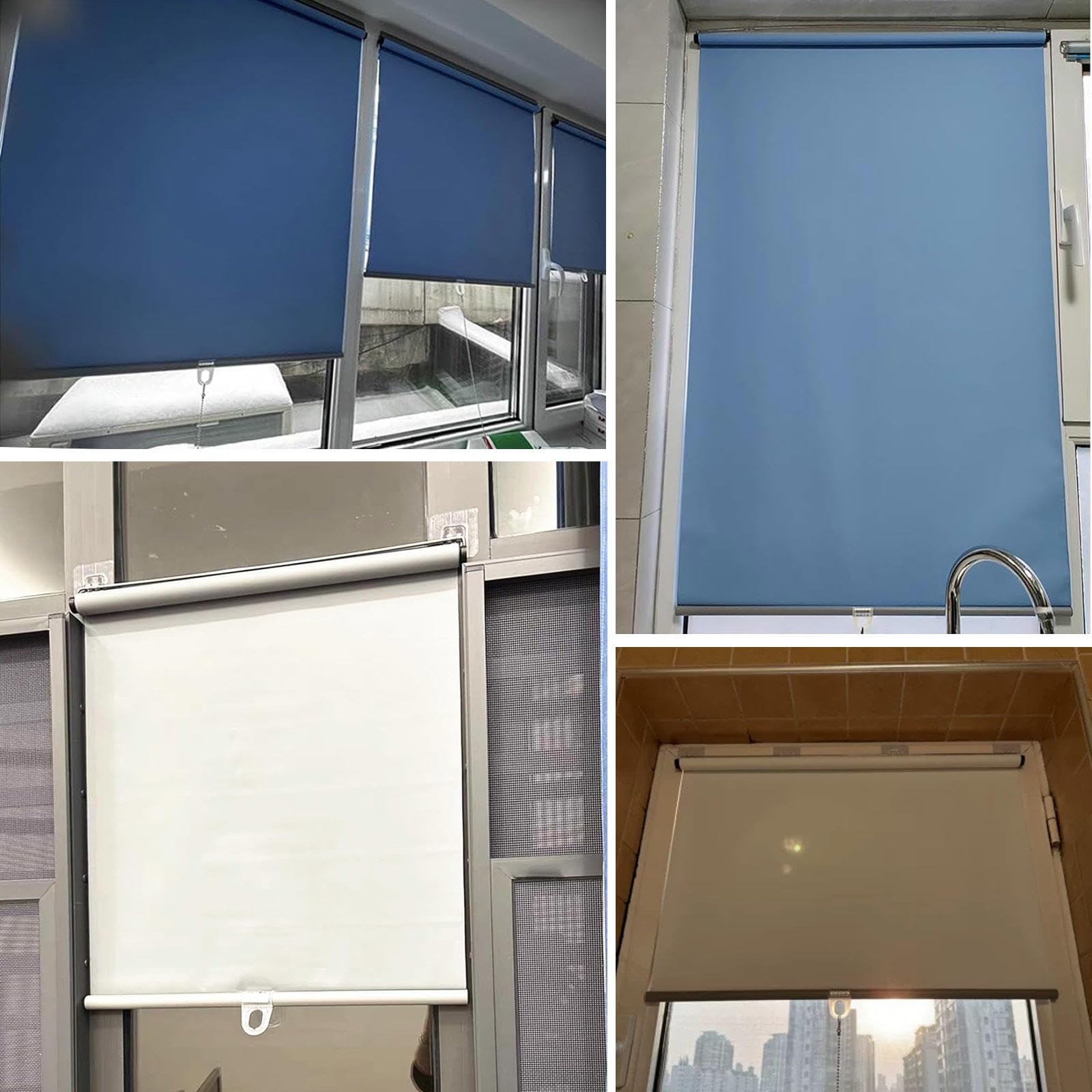 Estor enrollable retráctil – Control de luz ajustable con ventosa, aislamiento de privacidad, tratamiento para ventanas, 32 – 150 cm de ancho, uso doméstico y oficina, color blanco lechoso, 110 x 200