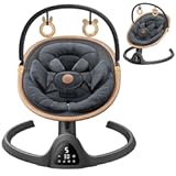 Baby Swings for Infants&comma; Fasonbaby Bluetooth Infant Swing with Music Speaker with 3 Seat Positions&comma; 5 Speeds and Remote Control - Portable Baby Swing for Indoor and Outdoor &lpar;Black&rpar;