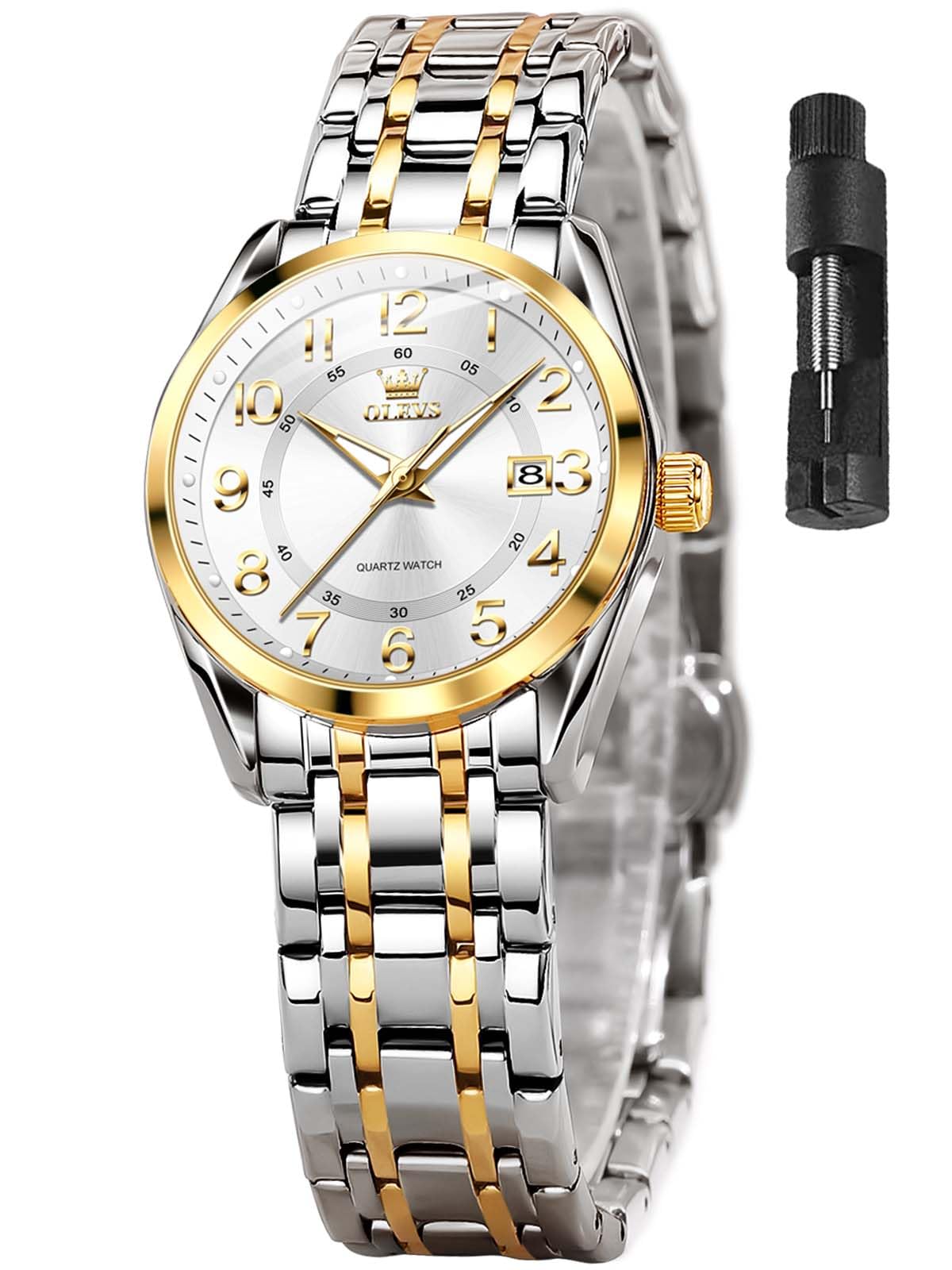 OLEVS Damen Armbanduhr 3Bar Wasserdicht Armbanduhr mit Datum Luxu Quarz