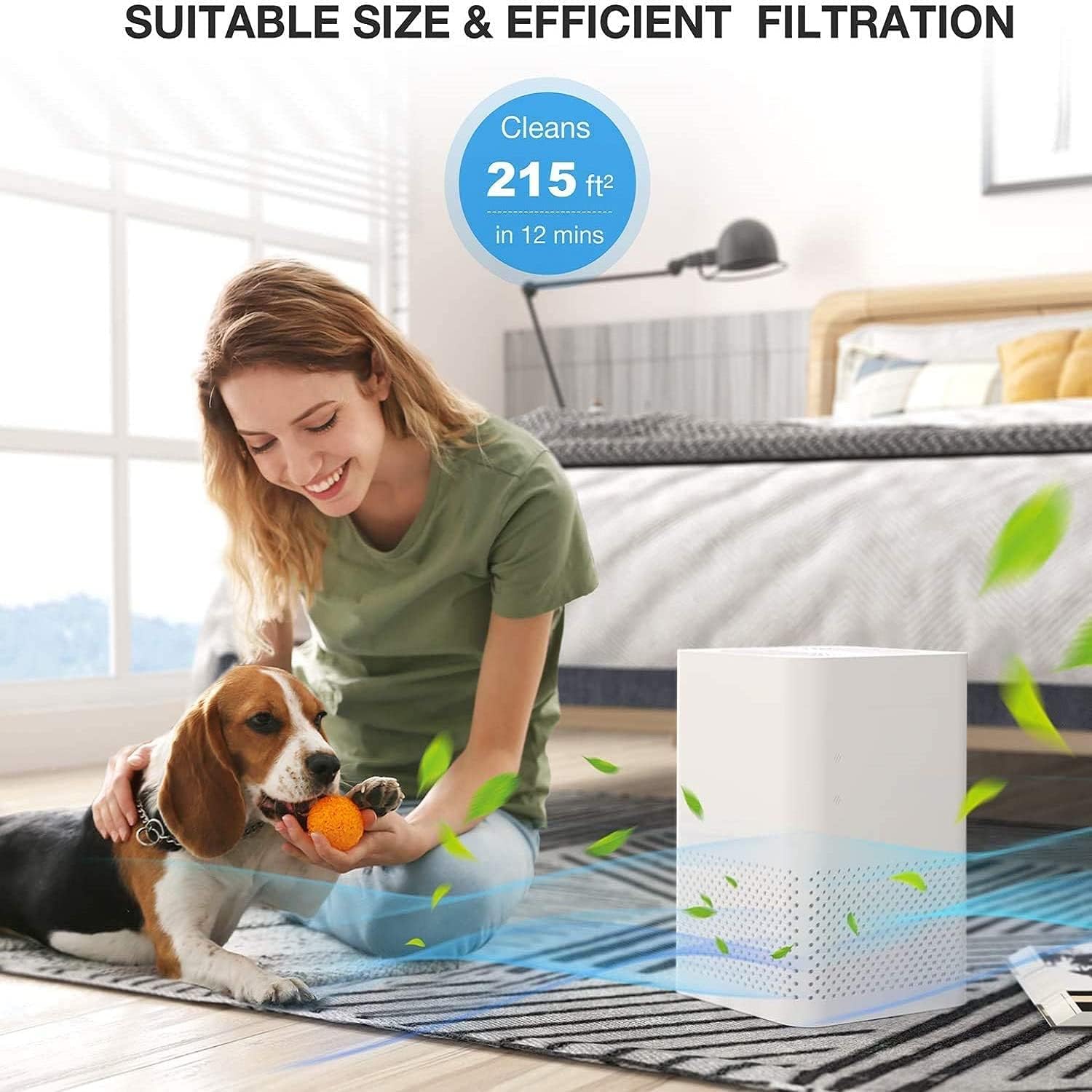 Black Friday - 80% OFF TRUSTECH Air Purifier for Home, 215ft², H11 HEPA Filter, Remove 99.97% Allergens Smoke Pollen Pets Hair, 20DB Desktop Air Cleaner, 3 Stage Filtration, Air Quality Sensor Office, Bedroom, White