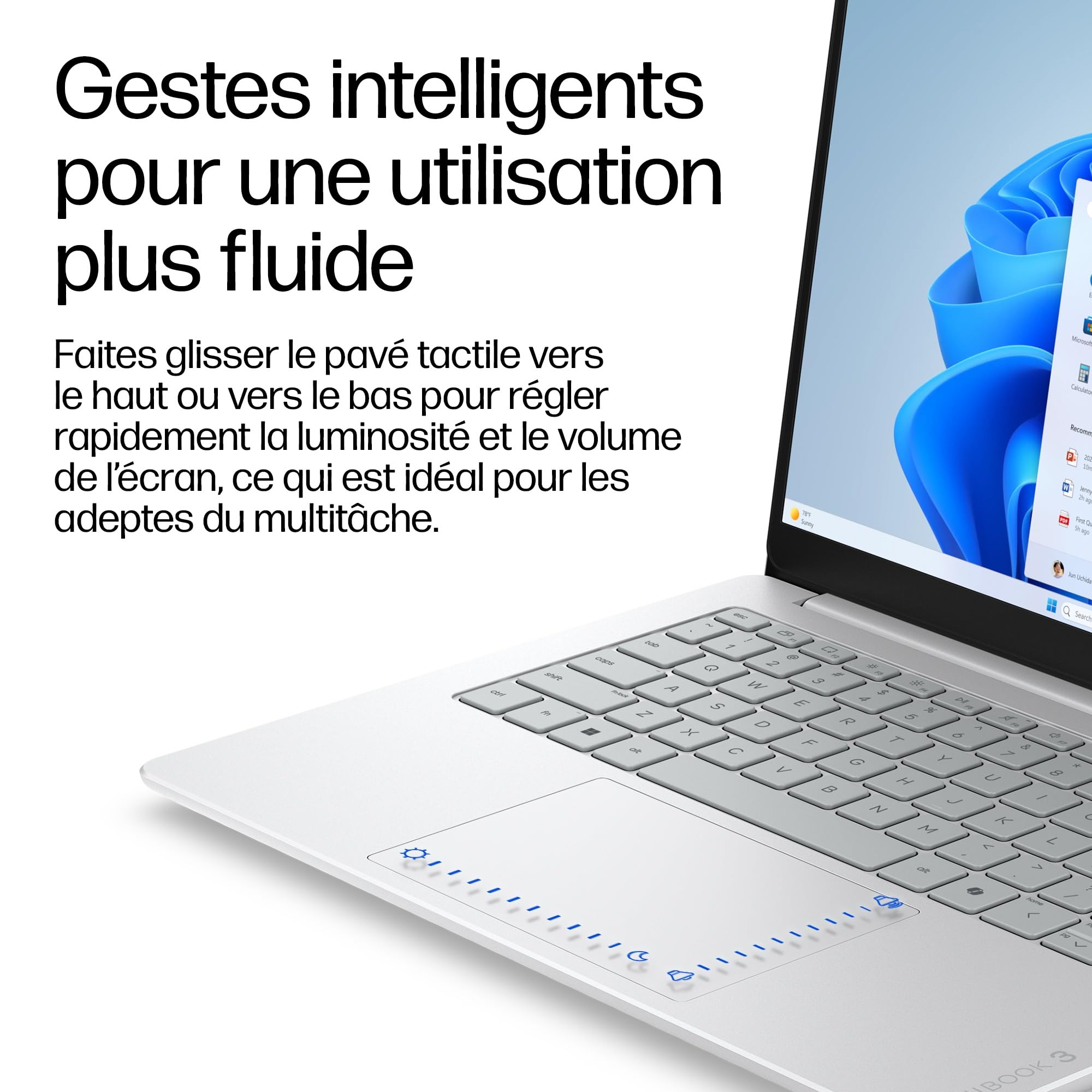 HP OmniBook 3 14-hy0002sf Ordinateur Portable 14" 2K IPS, PC Portable (AMD Ryzen 5 40, RAM 16 Go, SSD 512 Go, AMD Radeon 610M Graphics, Windows 11), Laptop Argent, Clavier AZERTY