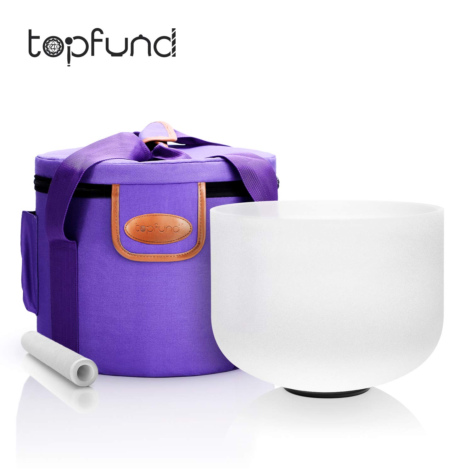 TOPFUNDD Note Crystal Singing Bowl Sacral Chakra 12 inch with Heavy Duty Carrying Case and Singing Bowls Suede Striker