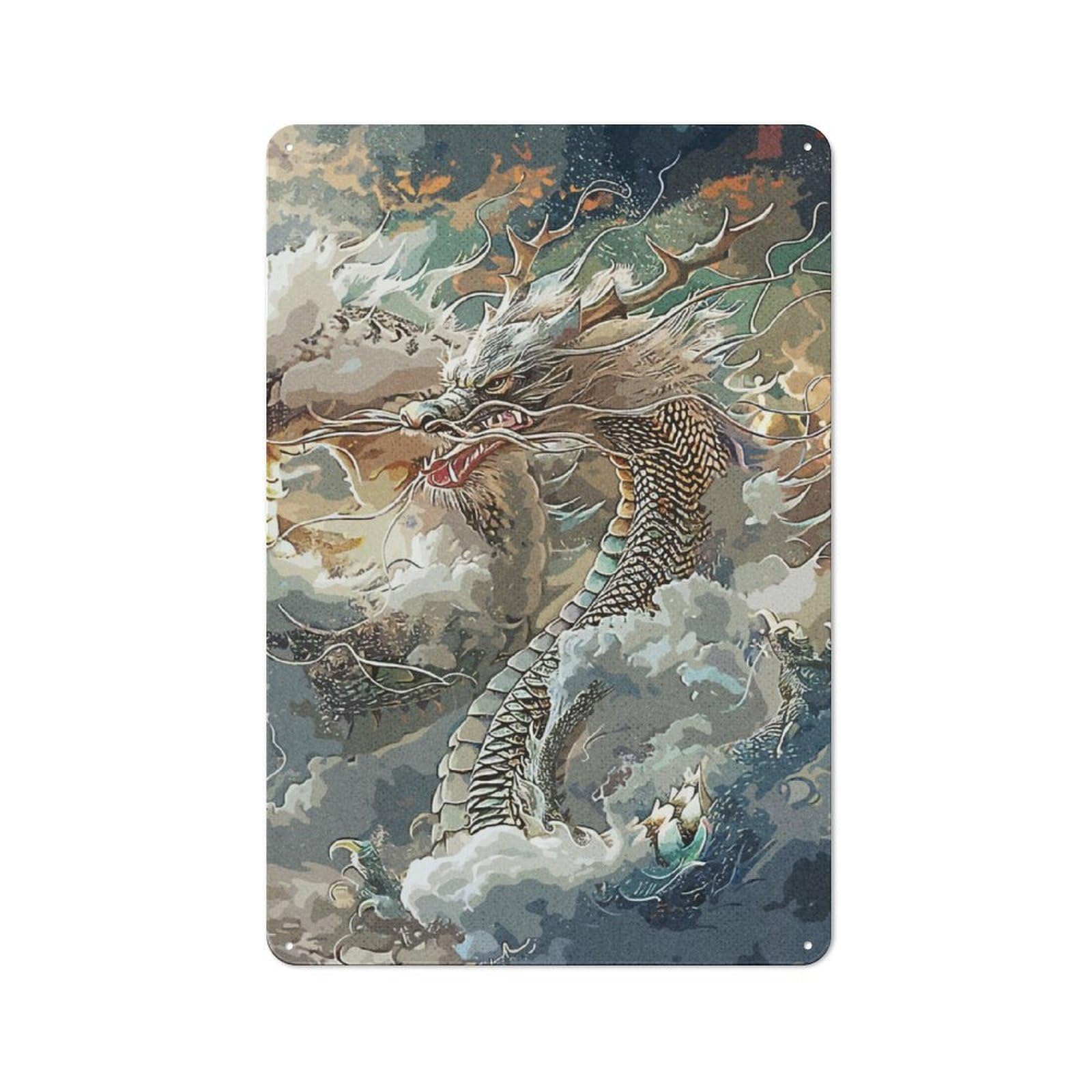 Junmoney Dragon Legend Retro-Style Metal Sign 30X20cm For Studio Or Craft Room, Gift For Studio Decor Lovers During The Christmas Season