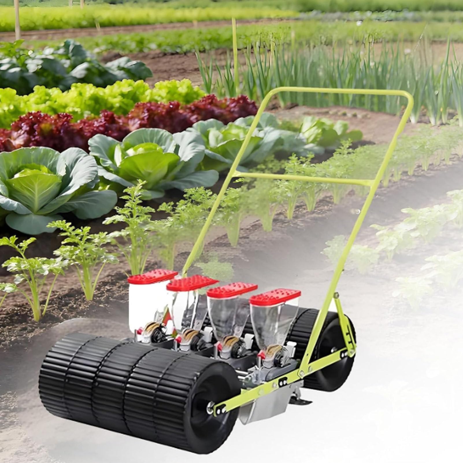 Sembradora de jardín Manual, sembradora de precisión en hileras, esparcidora Manual para Jardines; para la siembra de cáñamo, perejil, repollo y rábanos; Ideal para Jardines pequeños 4Row
