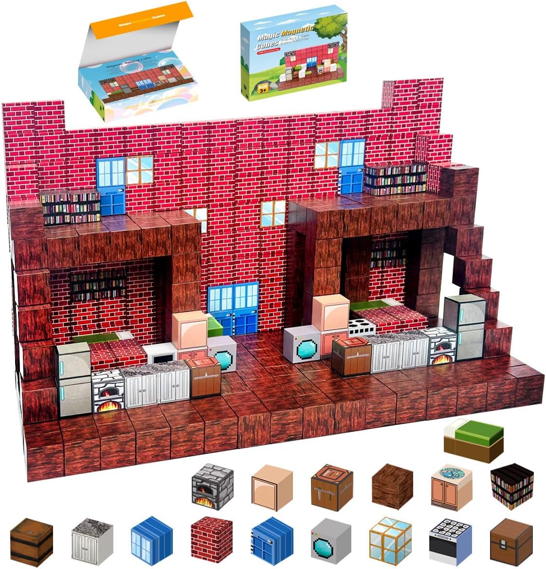 Magnetic Toys, Magnetic Building Block Set, 100 Pieces STEM Learning Toy, Construction Set for Kids Girls and Boys Age 3, 4, 5, 6, 7, 8, 9,10 Years, Birthday Gift,Magnetic Cubes, Toys, Building Toys,