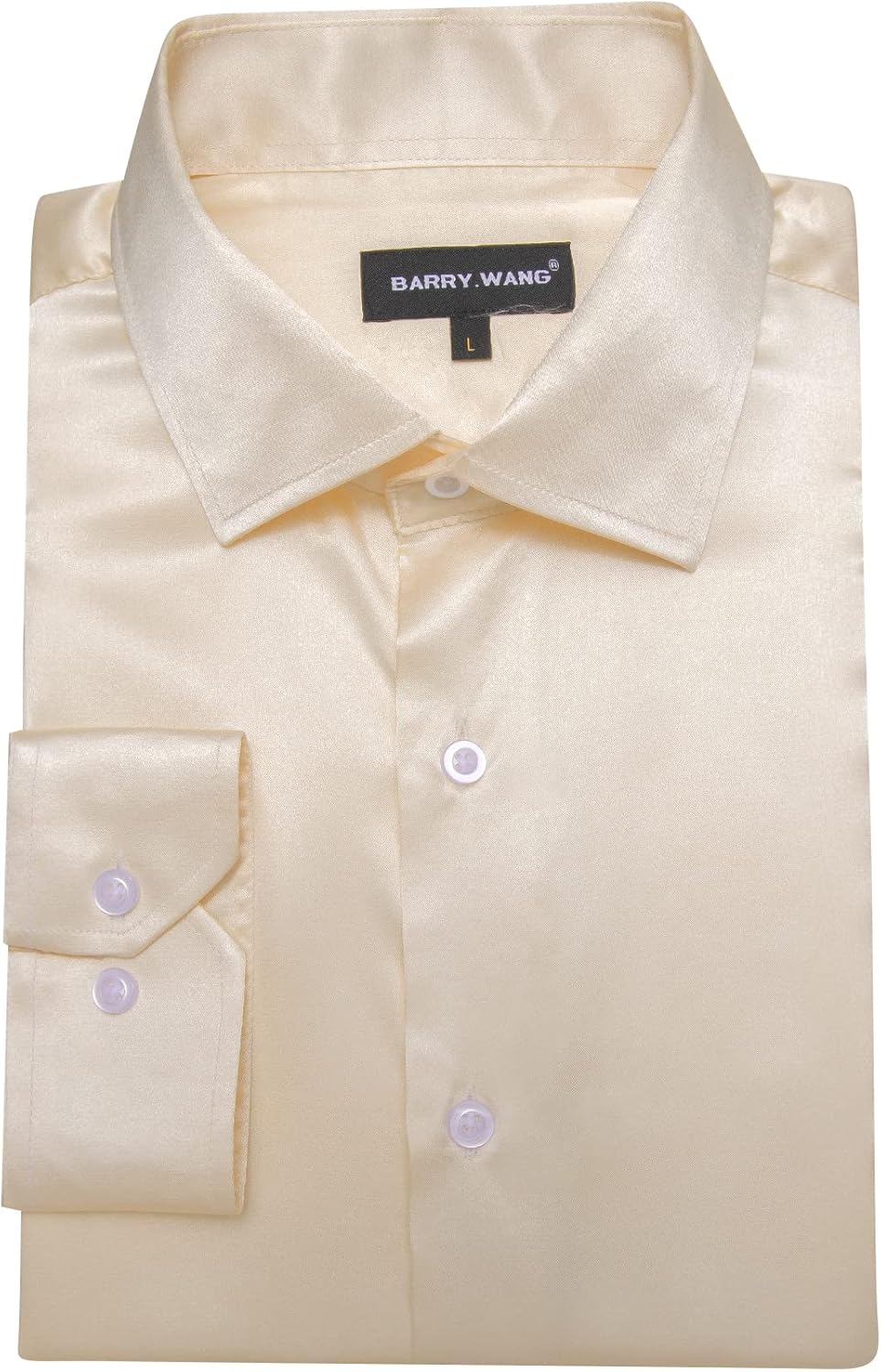 Barry.Wang Mens Solid Stretch Dress Shirts Long Sleeve Button Down Shirts Formal Business Prom Party Wedding - Image 5