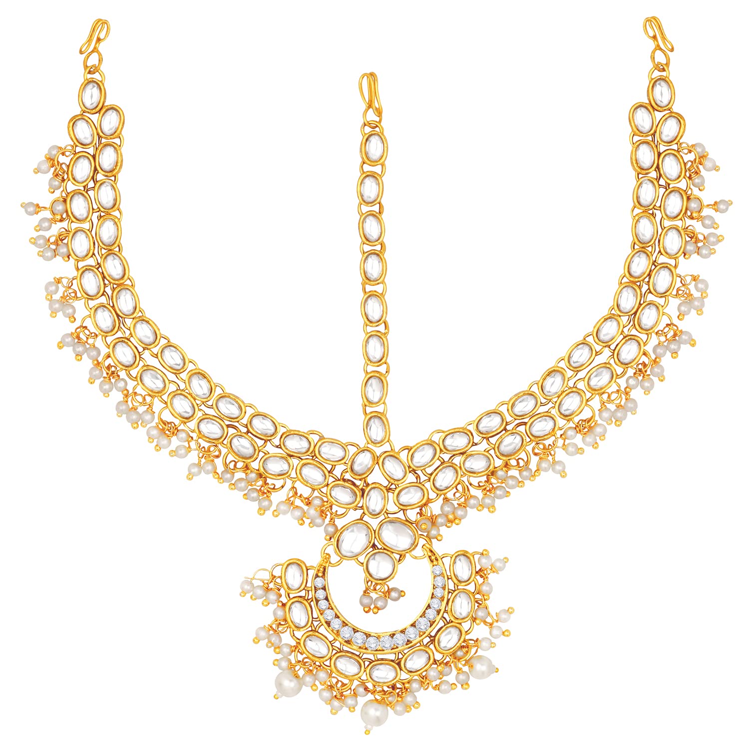 Peora Traditional Gold Plated Red Kundan Pearl Maang Tikka Matha Patti for Women Girls (B09VH2RWZ8) Amazon Price History, Amazon Price Tracker