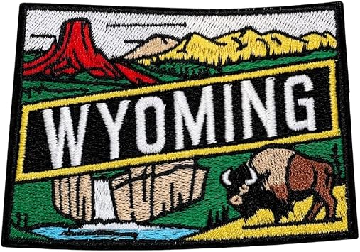Proud Wyoming Patch 2.75 inches, Cool WY State Iron On Patch